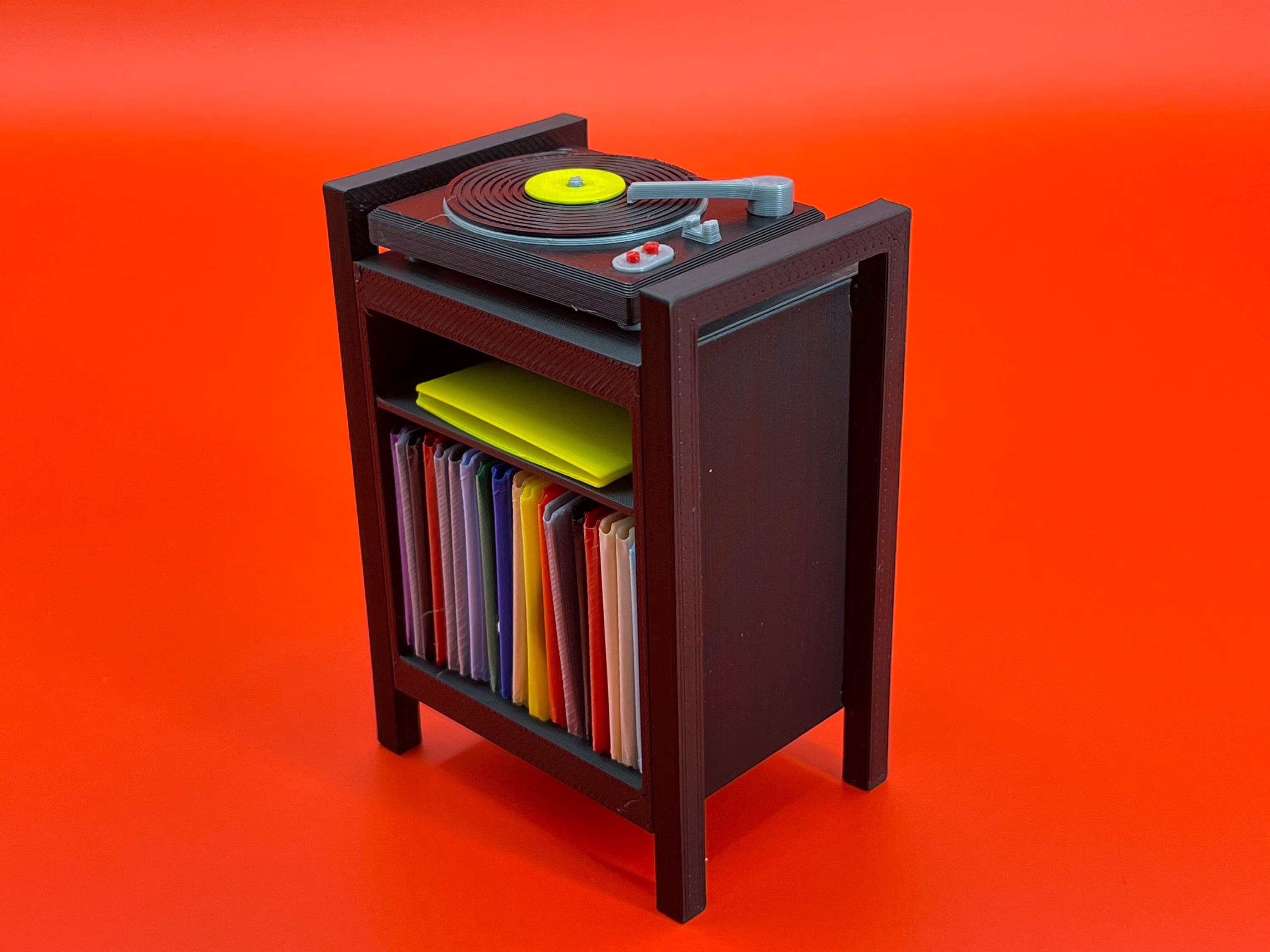 Miniature Retro Vinyl Record Player Set - 1:12 Scale STL Files for 3D Printing - Commercial Use 3d model