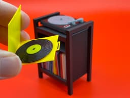 Miniature Retro Vinyl Record Player Set - 1:12 Scale STL Files for 3D Printing - Commercial Use 3d model