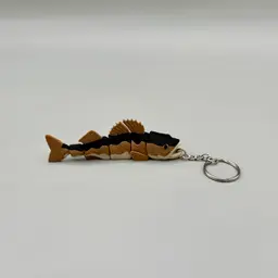 Flexy Walleye Fish Keychain- Articulated Walleye 3d model