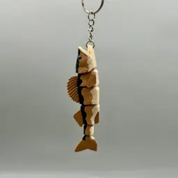 Flexy Walleye Fish Keychain- Articulated Walleye 3d model