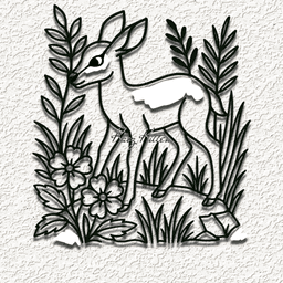 deer meadow wall art home decor 3d model