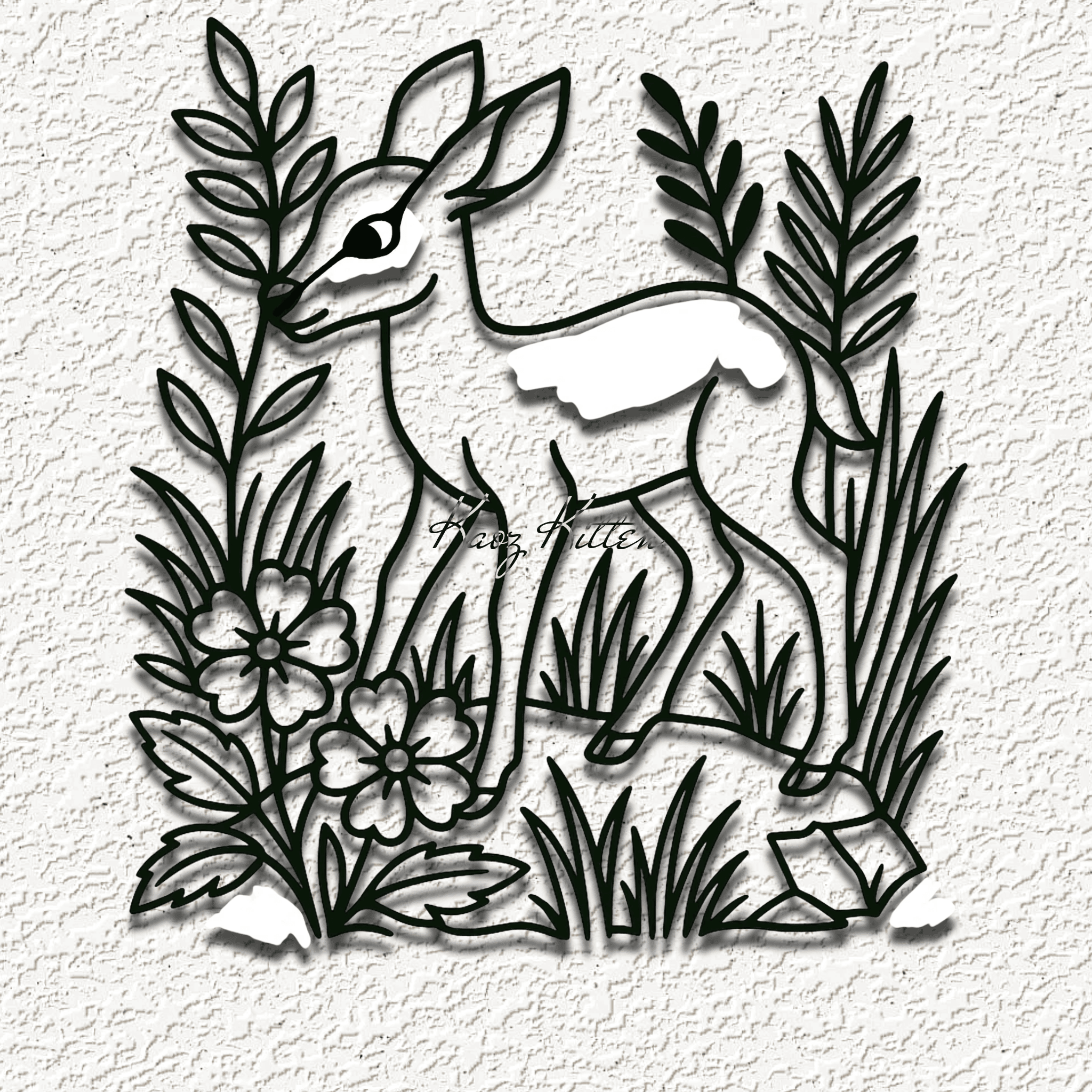 deer meadow wall art home decor 3d model