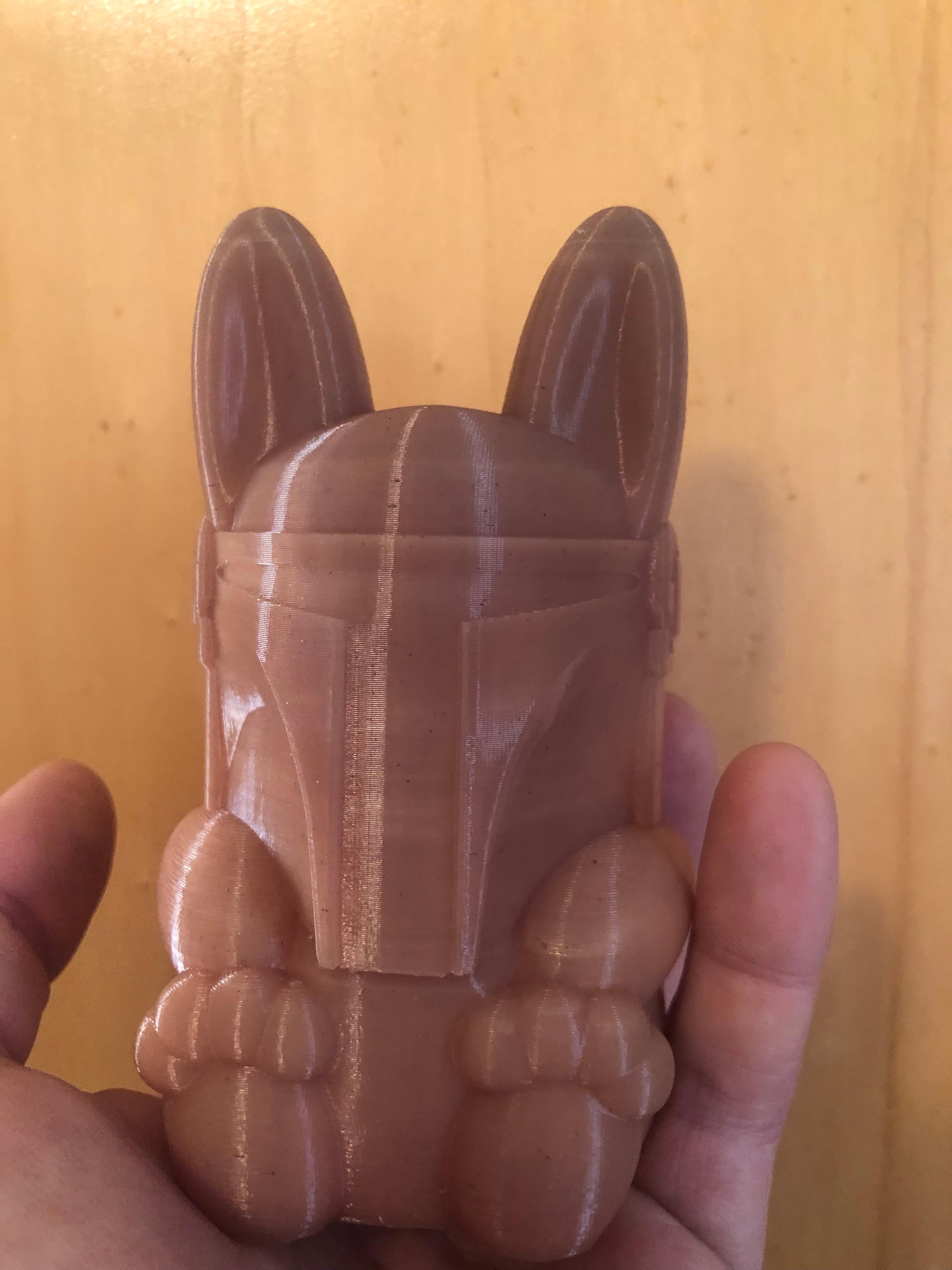 Mandalorian Easter Bunny - Printed with amolen temp color change filament and I added text to the back of the helmet saying (this is the way) great model  - 3d model