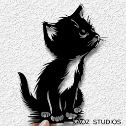 3 Piece Curious Kitten with Fish Wall Decor 3d model