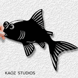 3 Piece Curious Kitten with Fish Wall Decor 3d model