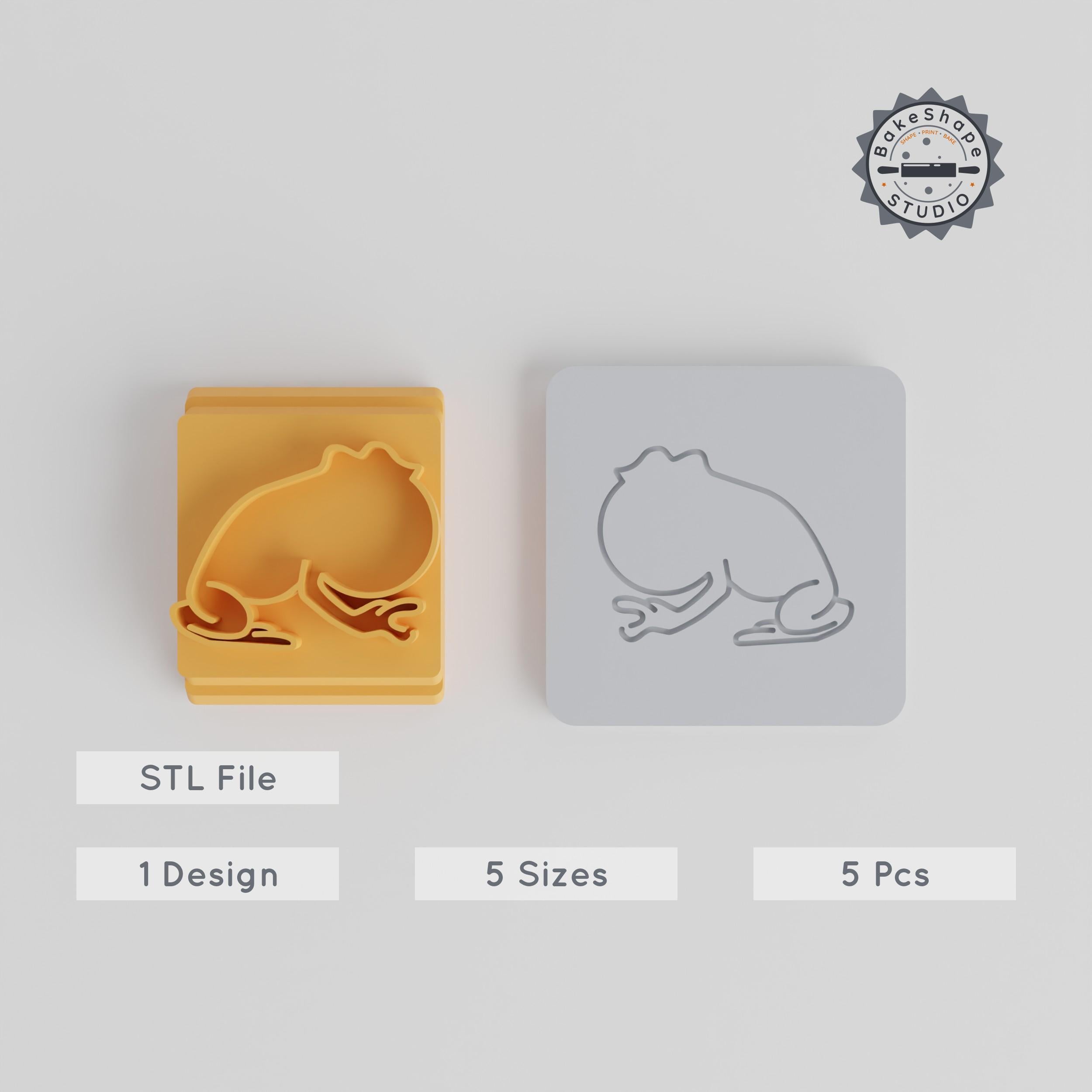 Frog Stamp Tile Set, 5 Sizes: 20-40mm, Perfect for Clay, Cookie & Fondant Crafting PRODUCT_3712 3d model