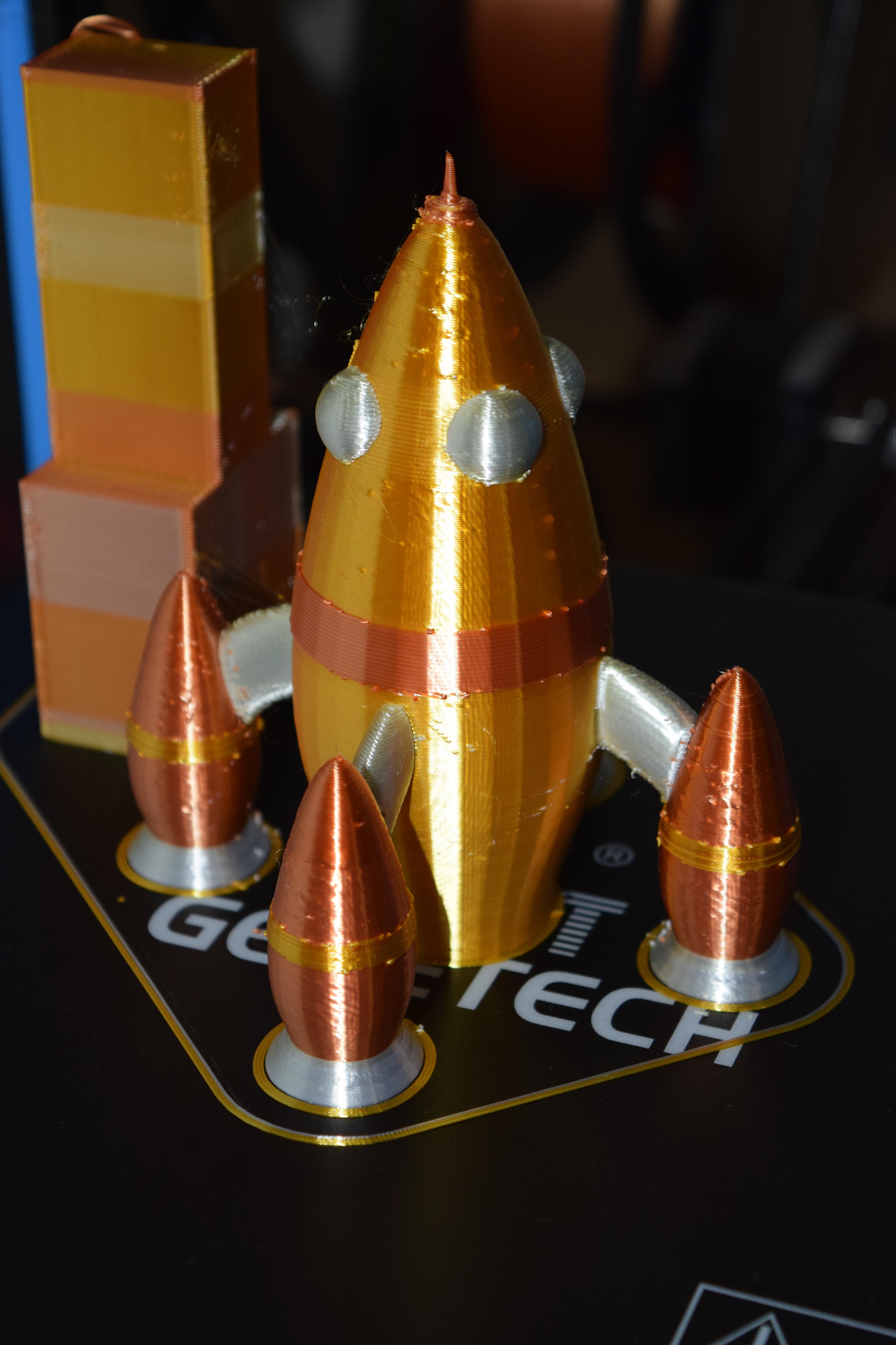 Retro Rocketship ( Multi-Material ) 3d model