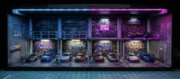 1/64 JDM Underground Garage Diorama "Midnight Apex" (STL + Printable Wall Textures) 3d model