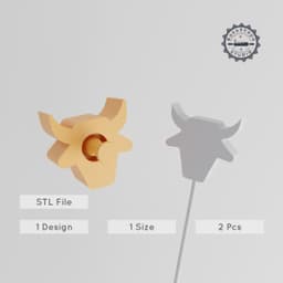 Ox Cake Pop Mold Set, Animal & Farm-Themed, 2-Piece STL Design for 3D Printing PRODUCT_4536 3d model