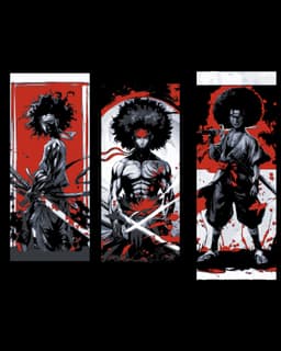 The legend of the afro samurai is celebrated with a Set of bookmarks 3d model