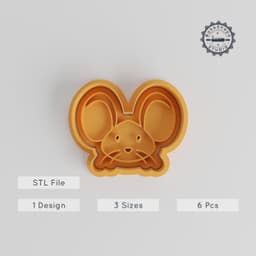 Mouse Shape Cutter & Stamp Set, Perfect for Cookies & Fondant, Includes 6 Pieces in Sizes S/M/L, Cute Animal Design PRODUCT_5566 3d model