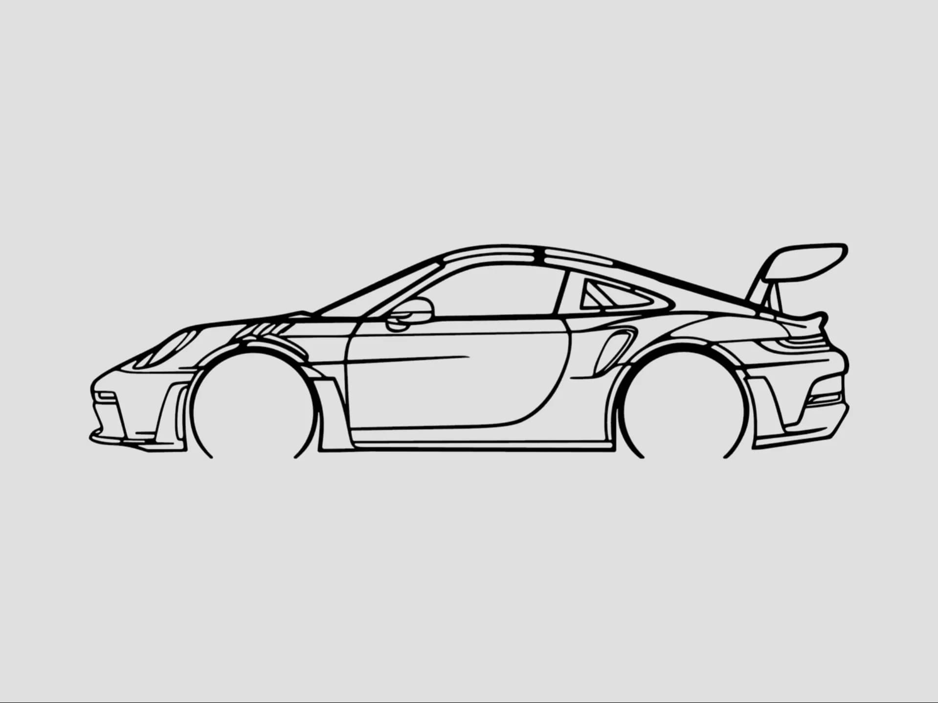 Porsche 911 GT3 RS Silhouette Wall Art 3d model