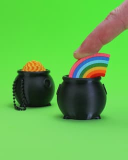 Pot of Gold and Rainbow Fidget Clicker - Keychain - St patrick's day 3d model