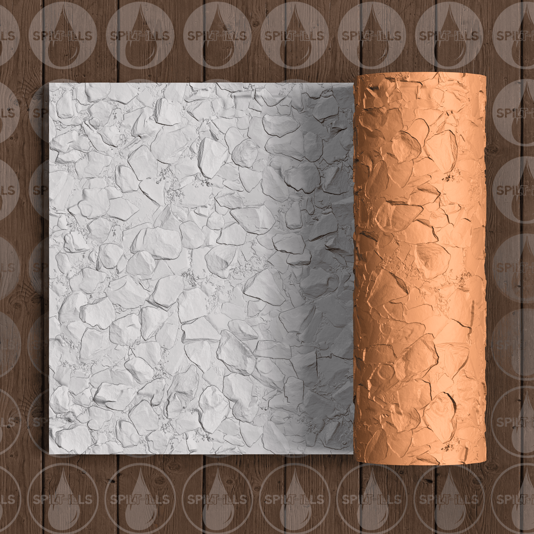 Thin Texture Roller (Low Resin Cost) – Rock Wall Or Path – 4.5 Inches Tall 3d model