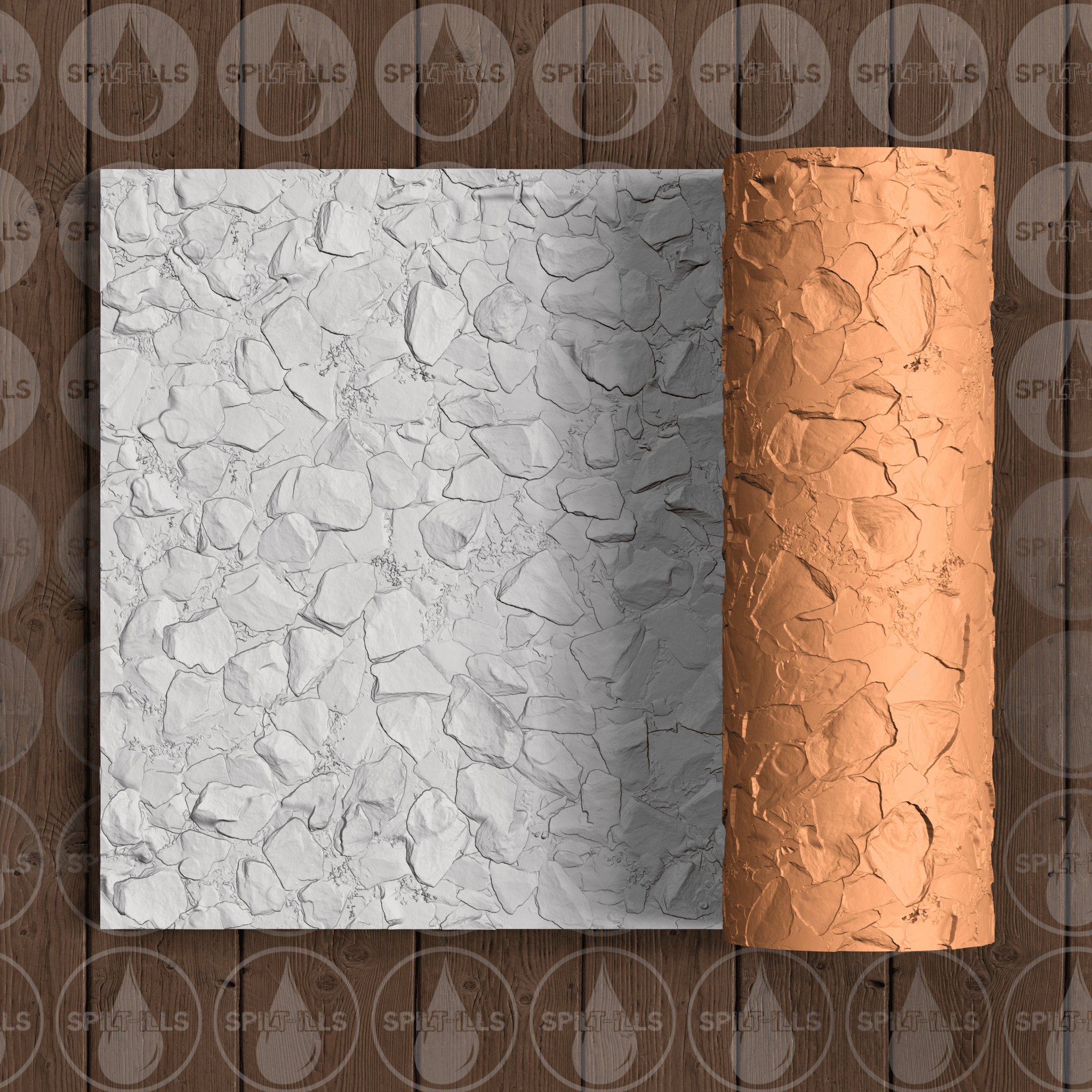Thin Texture Roller (Low Resin Cost) – Rock Wall Or Path – 4.5 Inches Tall 3d model