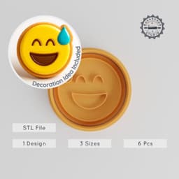 Nervous Laughter Cookie Cutter & Stamp Set, 3 Sizes, Emoji Face Design for Fondant, Pastry, Baking PRODUCT_800 3d model