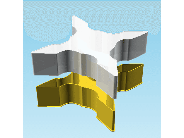 Shuriken 004D, nestable box (v2) 3d model