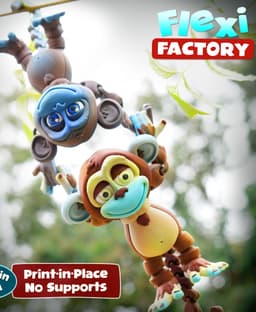 Flexi Factory Monkey with Banana, Tree and 3MF File Included! 3d model