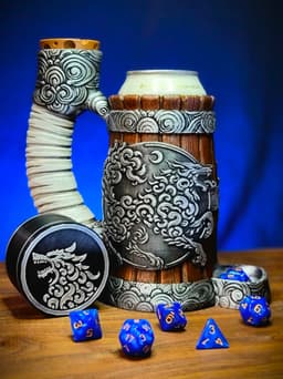 12oz Wolf of the Wind Can Cozy Dice tower 3d model