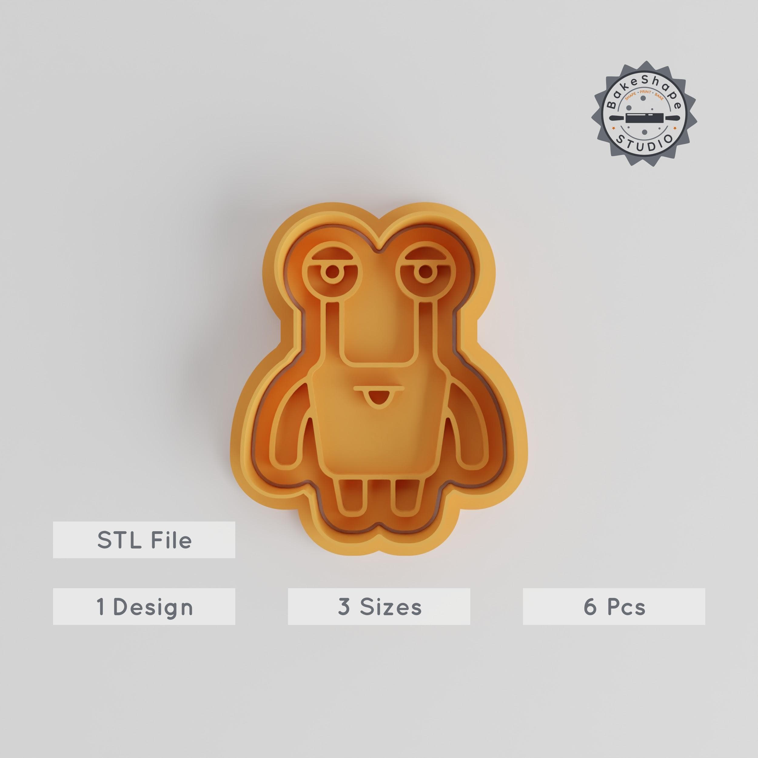 Long Thin Eyes Monster Cookie Cutter & Stamp Set, 6 Piece, S/M/L Sizes, for Fondant & Baking PRODUCT_3031 3d model