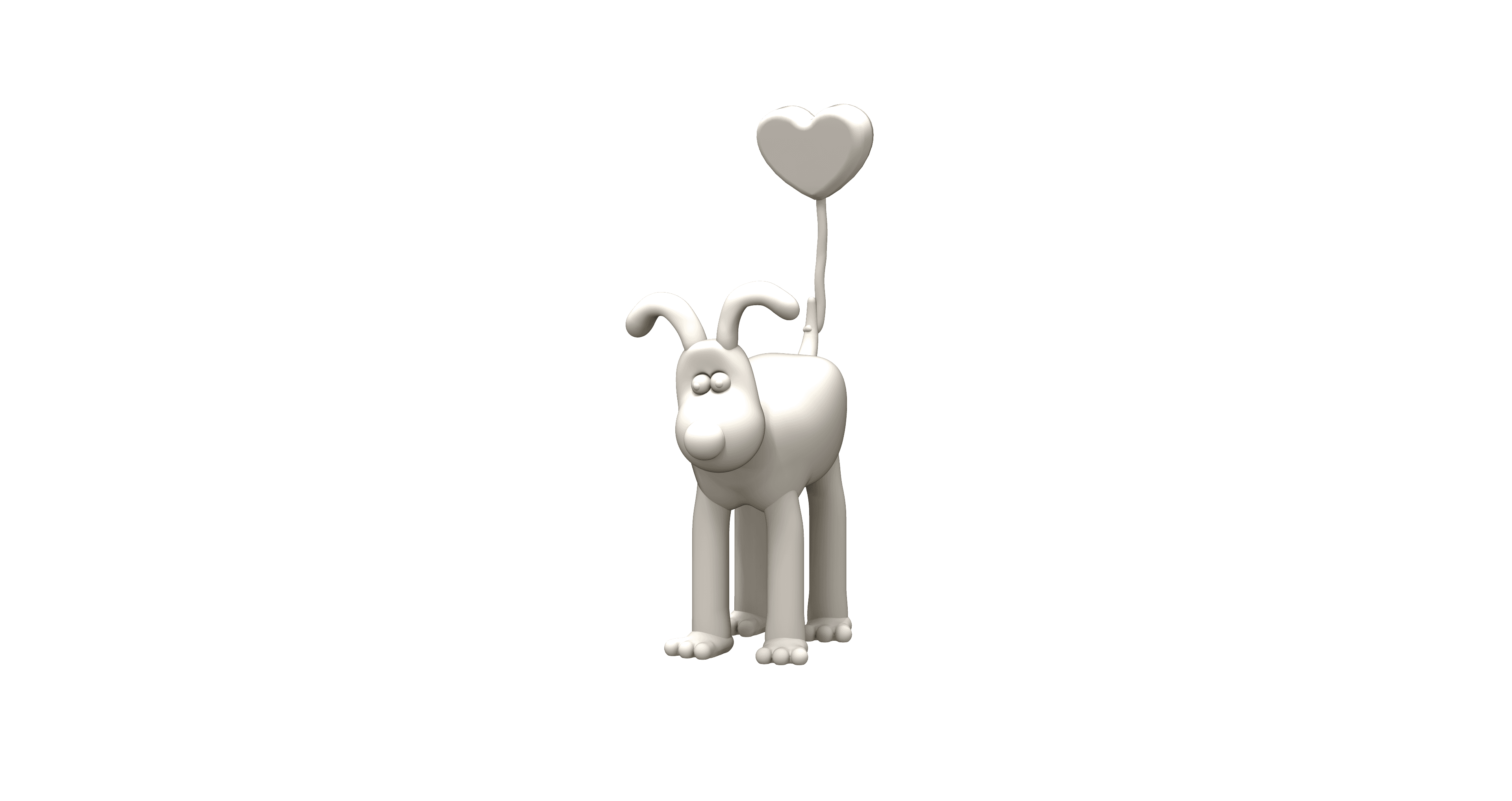 Gromit with heart balloon 3d model