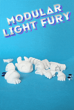 Modular Light Fury Dragon - Snap-Fit Articulated Dragon System, Giant Scale Friendly, 3D STL/3MF 3d model