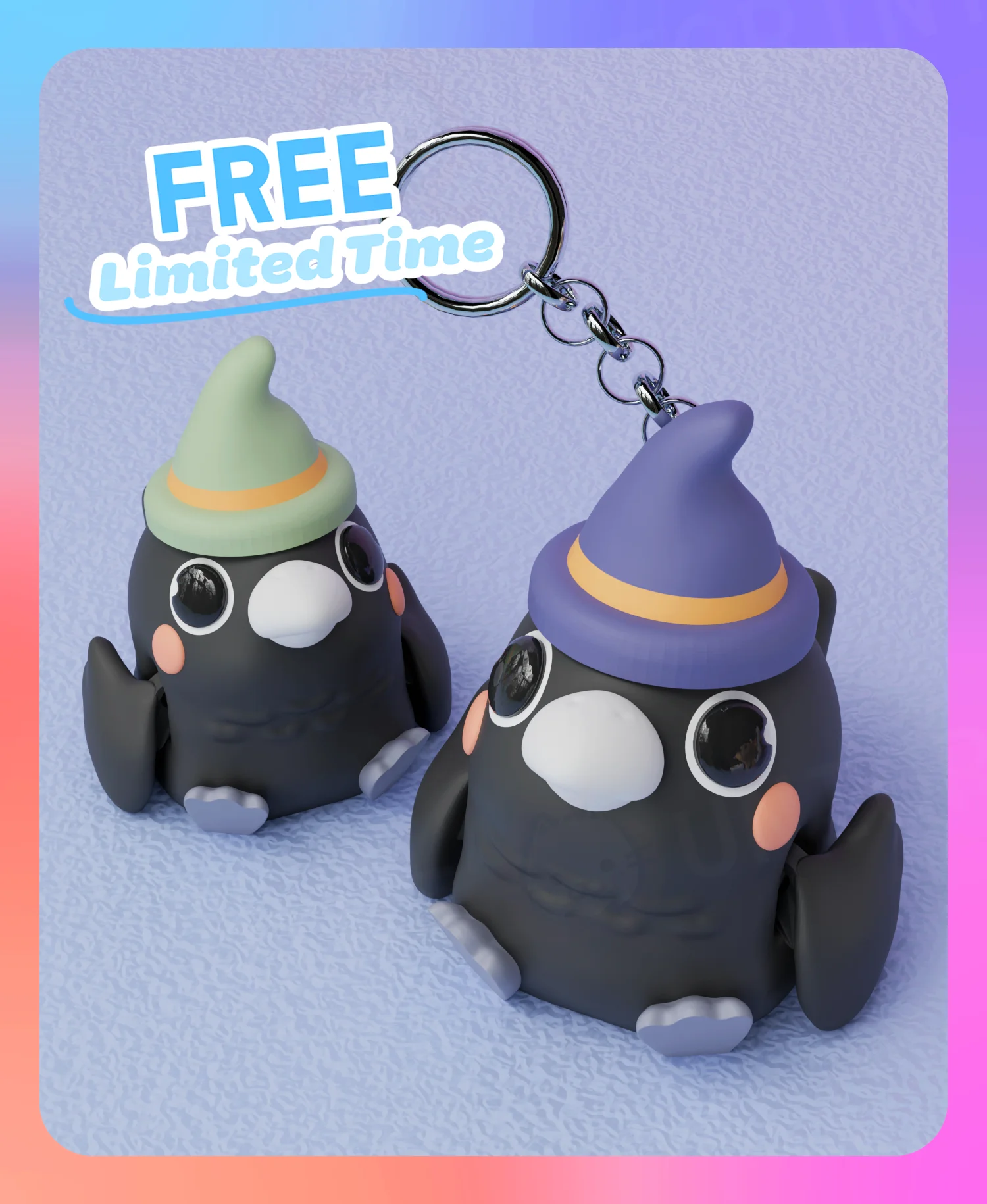 Flexi Raven Keychain (Single Color) 3d model