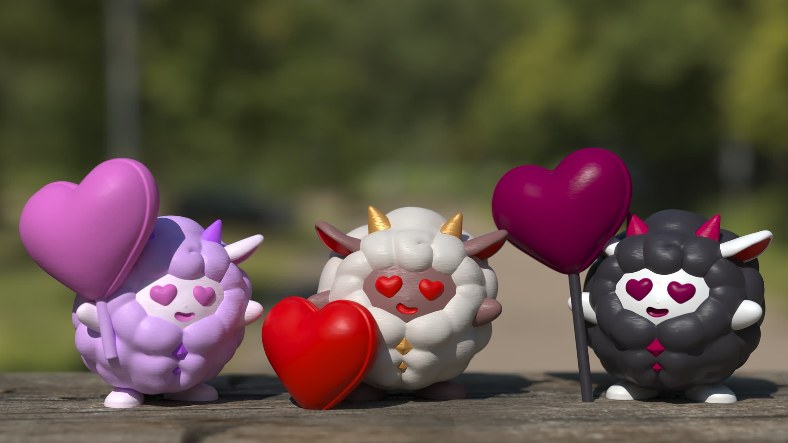 LOVING LAMBALL with a big heart , the cute kawaii sheep VALENTINES DAY 3d model