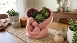 Heart Embrace Abstract Couple Succulent Planter - Modern Aesthetic Home Decor 3d model