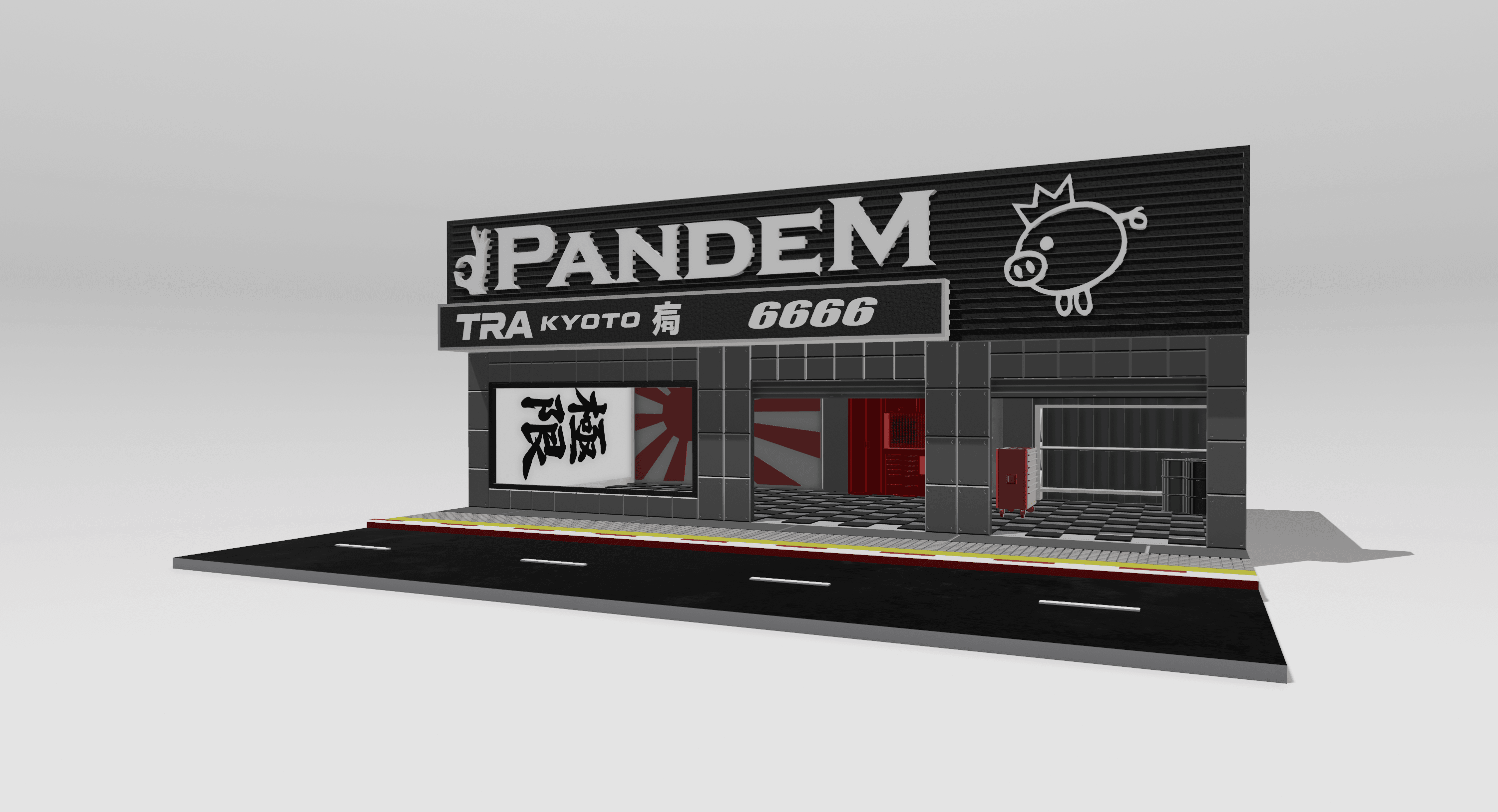 1/64 JDM Garage Diorama | PANDEM Style | Modular & LED Ready 3d model