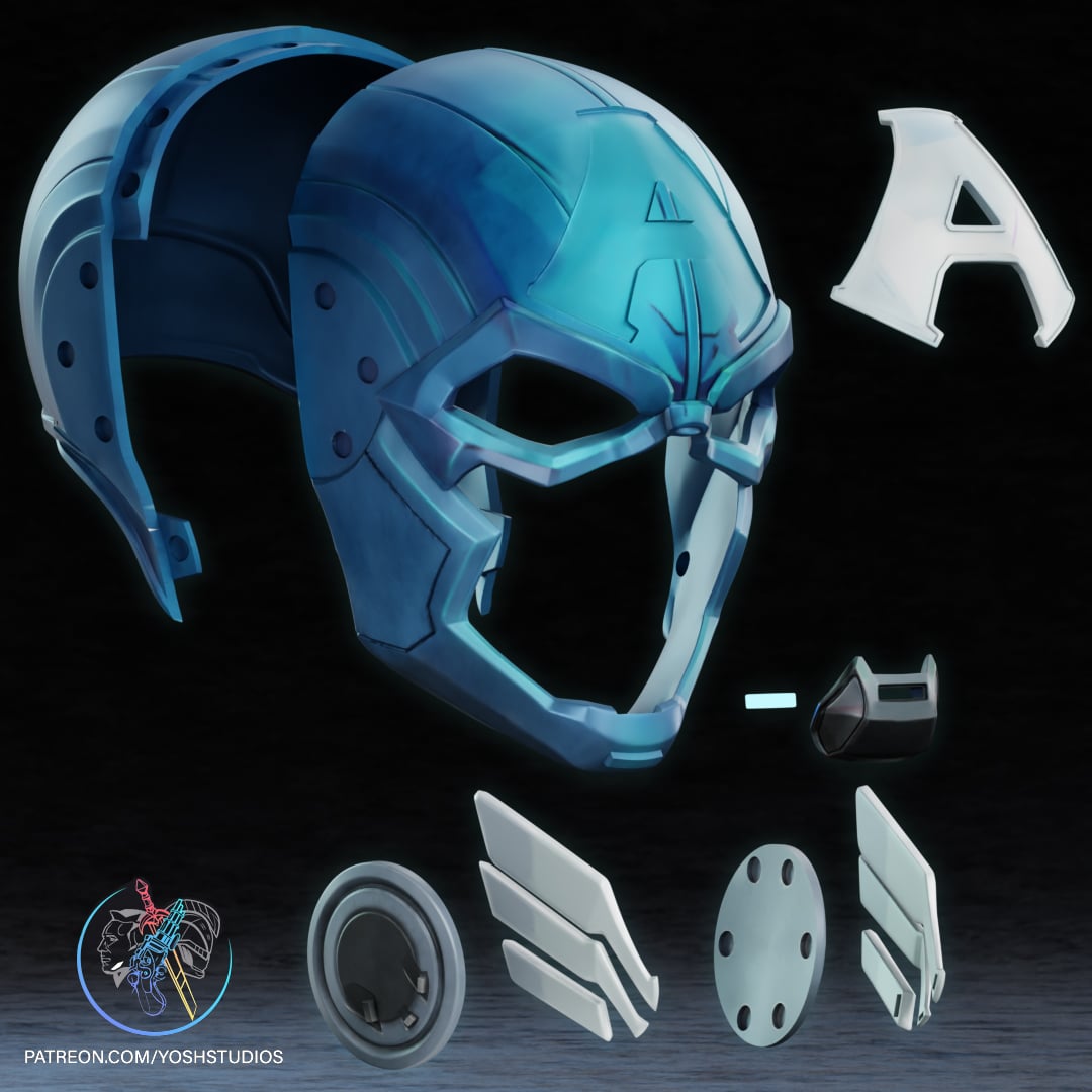 Captain America Rivals Helmet 3D Printer File STL 3d model