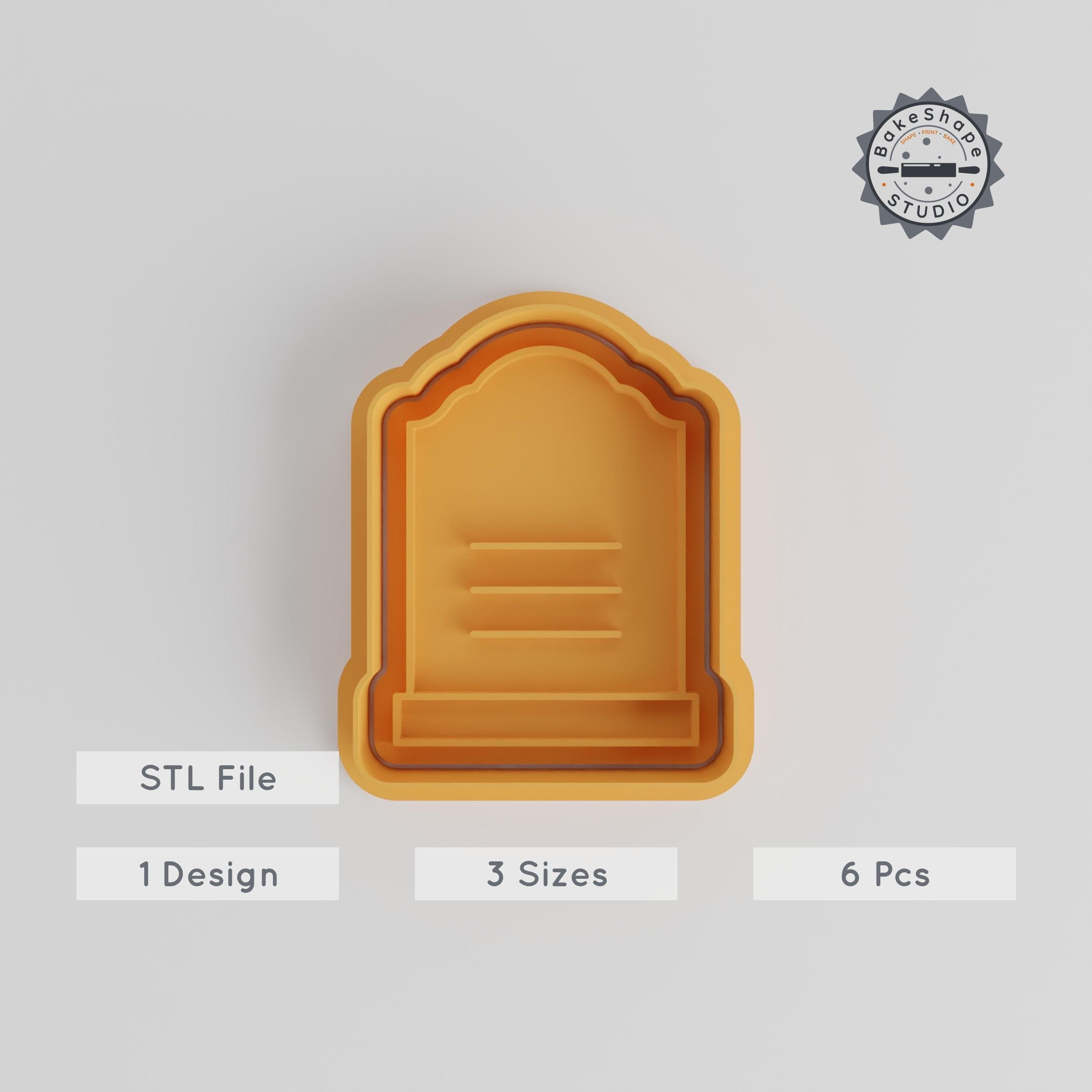 Tombstone Shape Cutter & Stamp, Cookie & Fondant, Halloween Decoration, 6-Piece Set, Small Medium Large Sizes PRODUCT_4354 3d model
