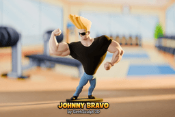 Johnny Bravo Inspired Figurine - Cartoon Collectible 3d model