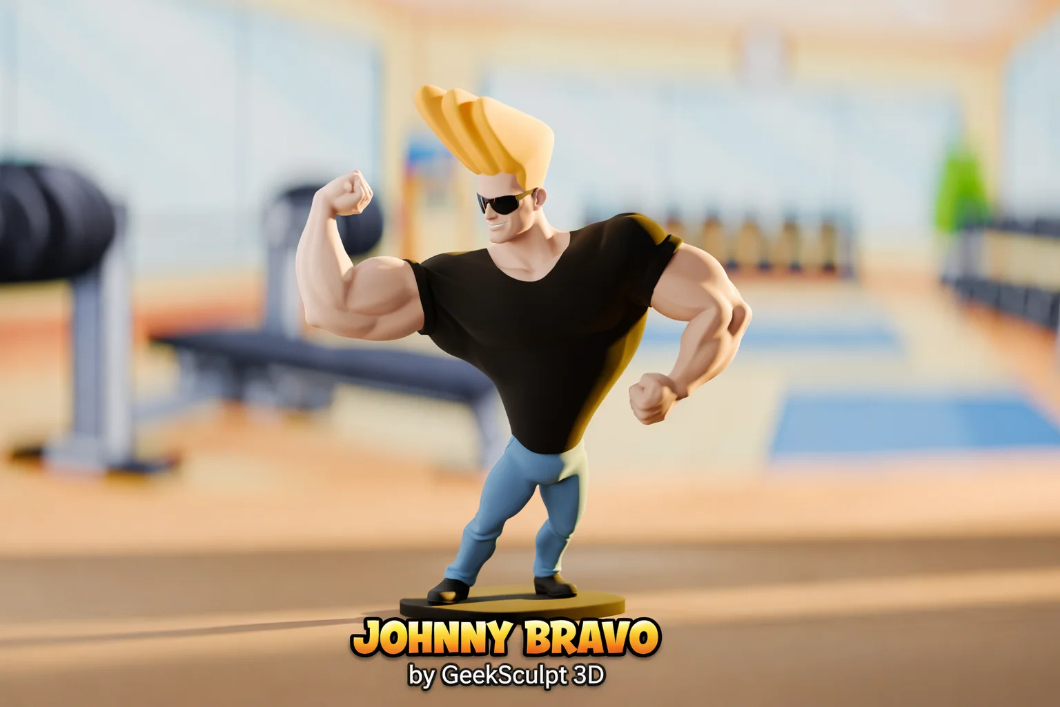 Johnny Bravo Inspired Figurine - Cartoon Collectible 3d model