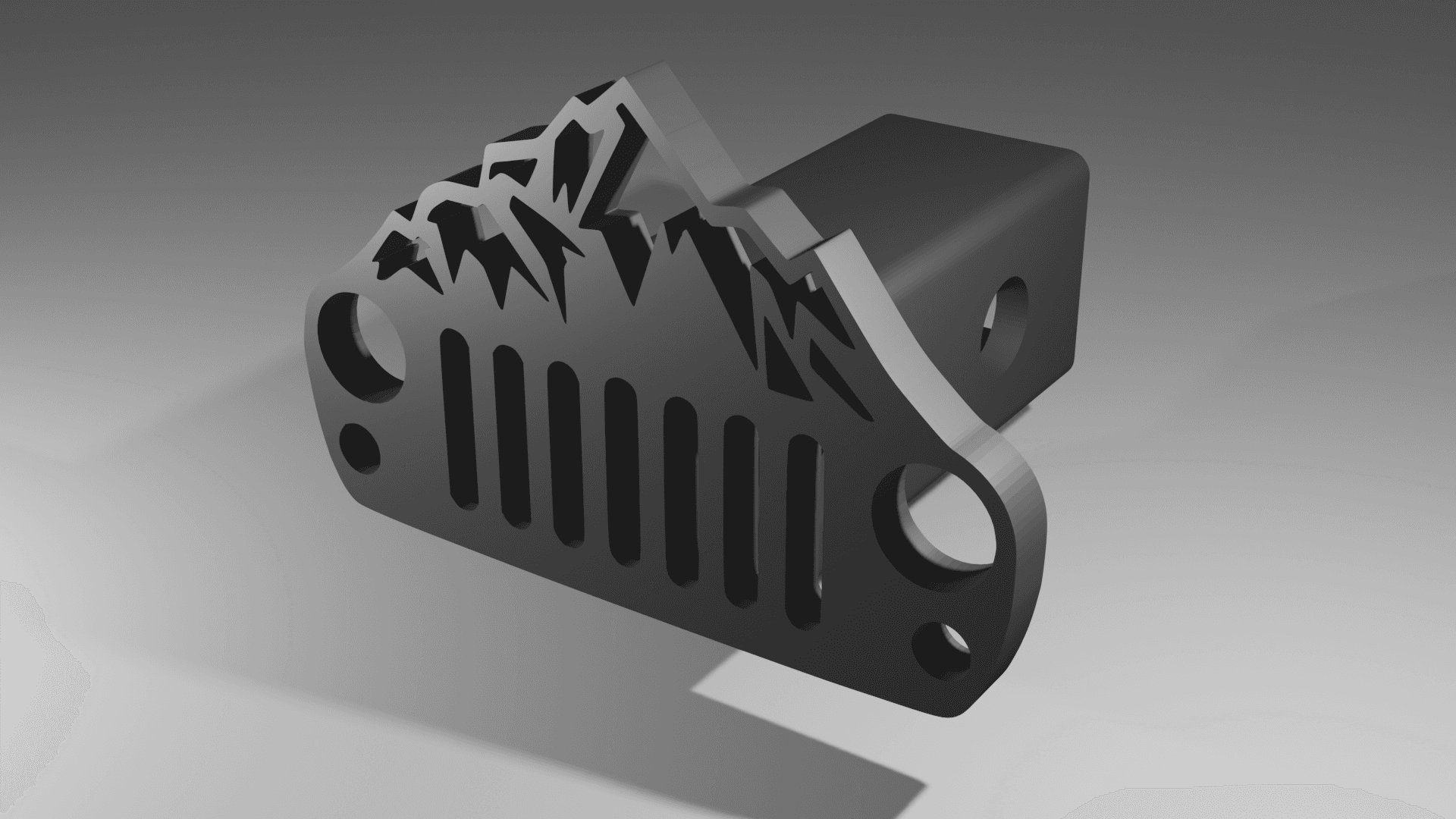 Jeep Grill with Mountains Trailer Hitch Cover 3d model