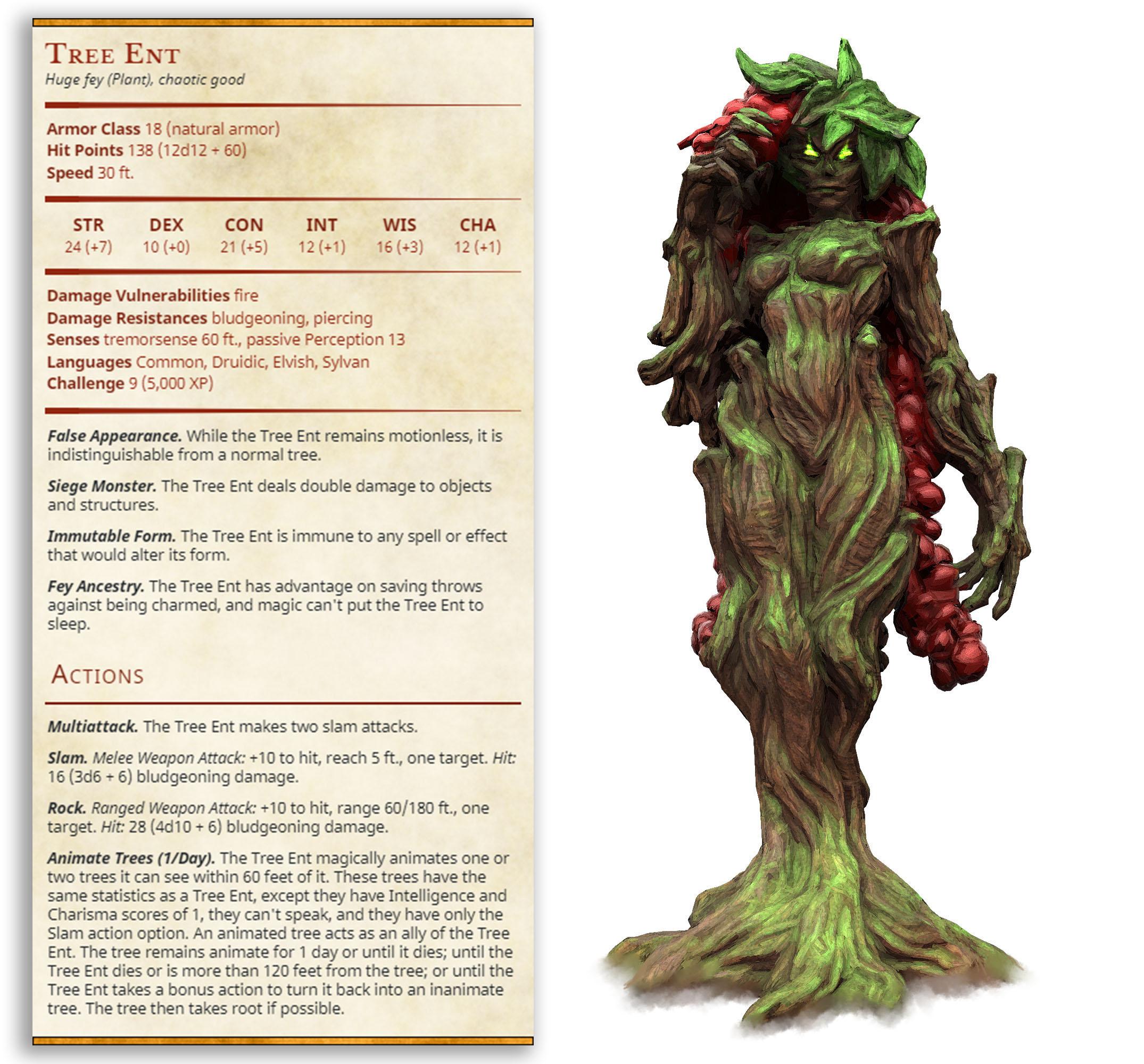 Tree Ent - Goblin Brewers - PRESUPPORTED - Illustrated and Stats - 32mm scale			 3d model