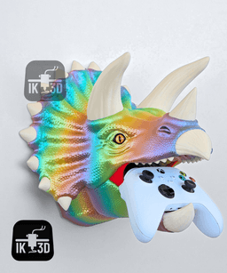 Triceratops Dinosaur Head Controller & Headset Holder / No Supports 3d model