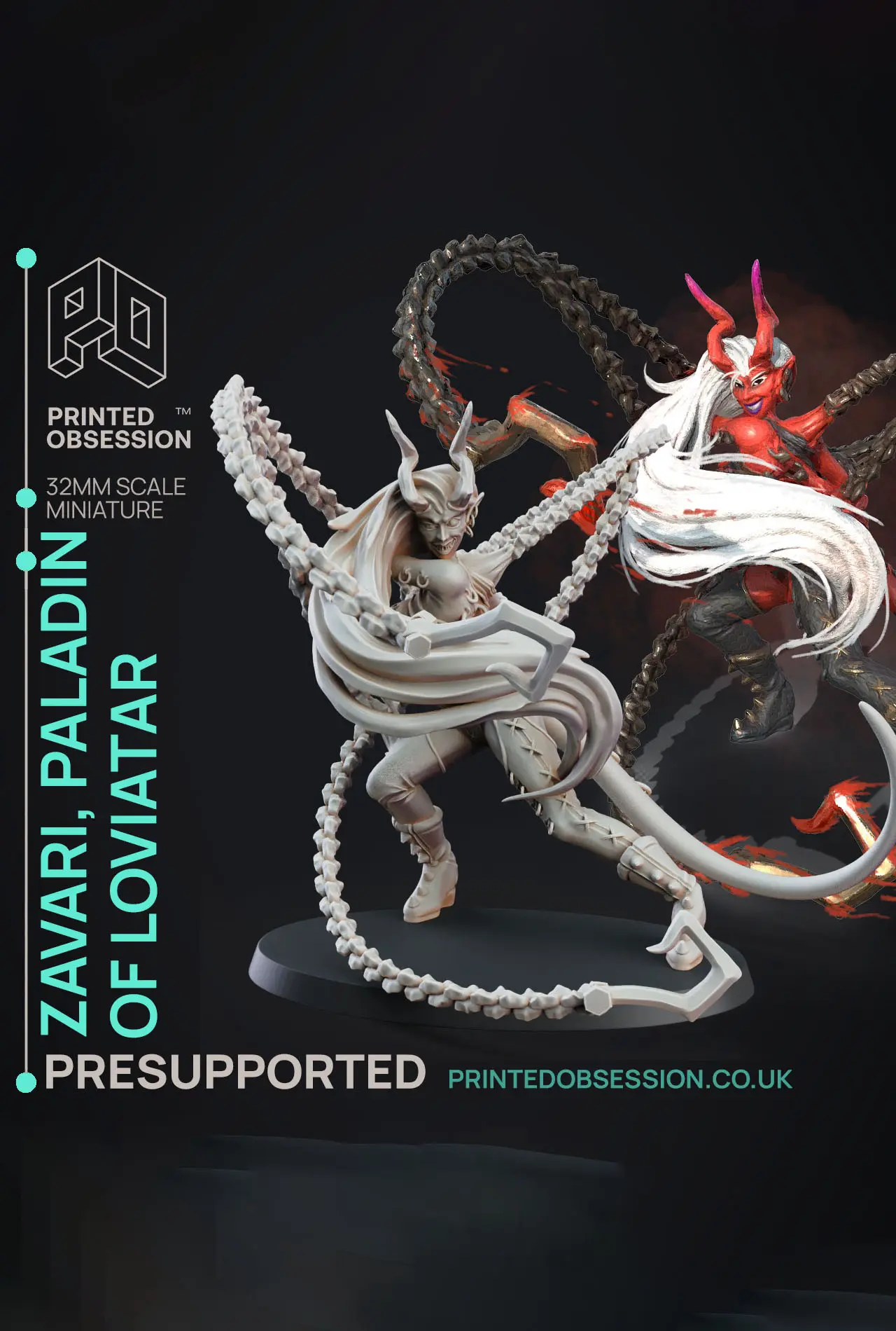Zavari - Paladin of Loviatare - Deity Fight Club - PRESUPPORTED - Illustrated and Stats - 32mm scal 3d model