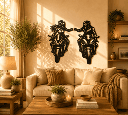 Motorcycle Couple Fist Bump Wall Art.stl 3d model