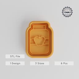 Baby Food Shape Cutter & Stamp, Cookie & Fondant Tools, 6-Piece Set, Small/Medium/Large, Strawberry Jar & Jam Pot Designs PRODUCT_3580 3d model