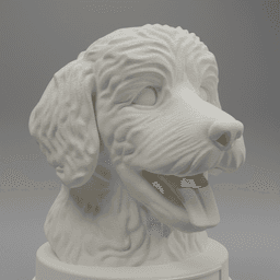 Bernedoodle (Bernese Mountain Dog + Poodle) Dog Bust with Nameplate - 3D Printable Dog Lover Gift 3d model