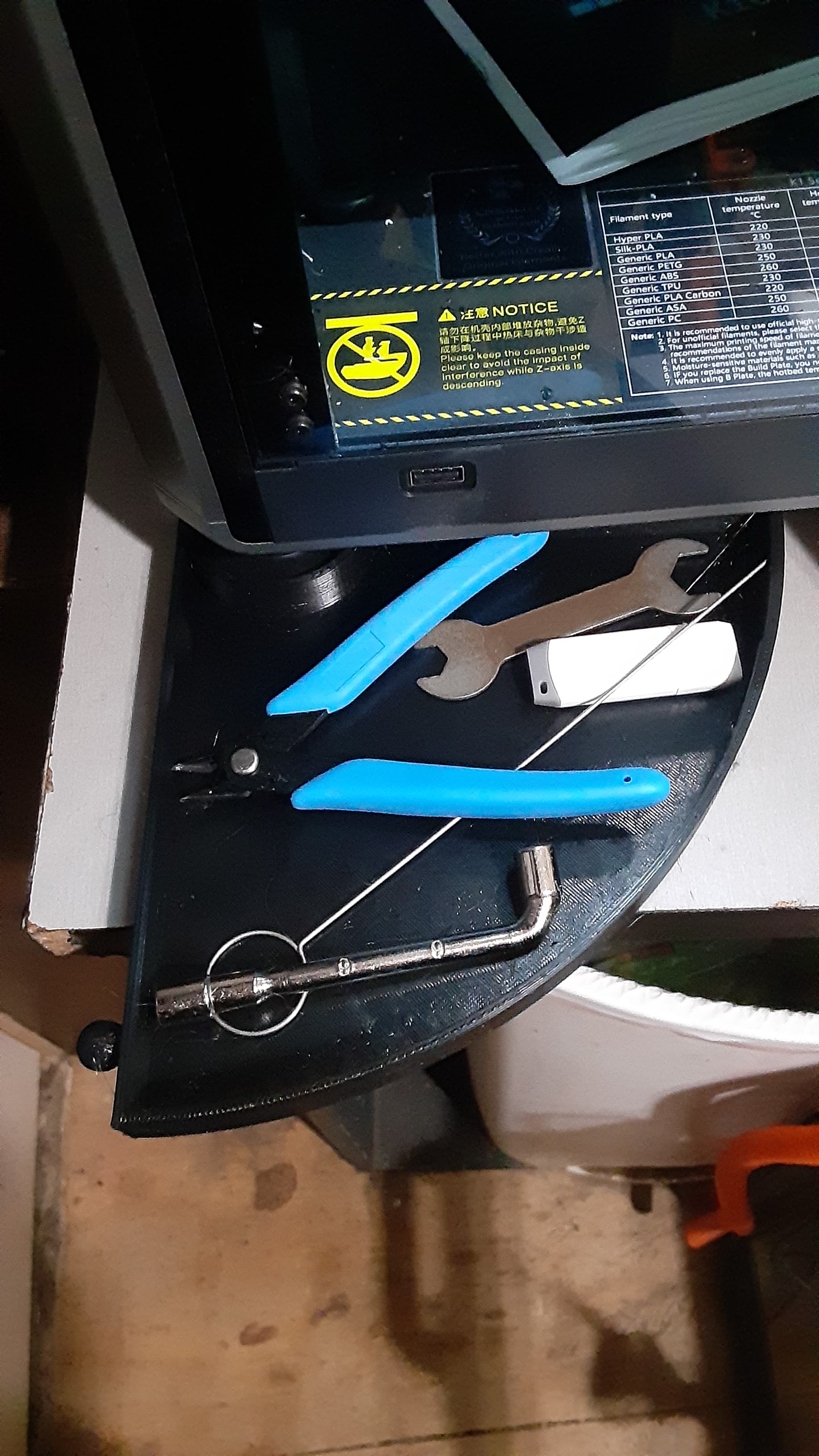 Creality K1C swing out tool tray 3d model