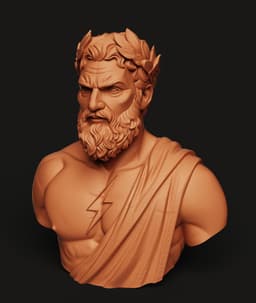 Zeus Greek God Bust | King of Olympus Statue | Lightning Bolt Mythology Art 3d model