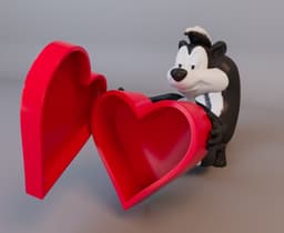 Pepe Le Pew - Heart Gift - cool Valentine's present 3d model