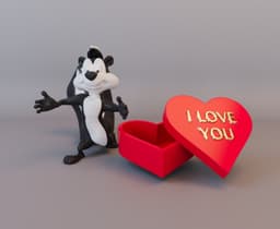 Pepe Le Pew - Heart Gift - cool Valentine's present 3d model