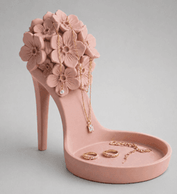 Floral High Heel Jewelry Tray STL – Flower Ring Dish & Vanity Organizer 3d model