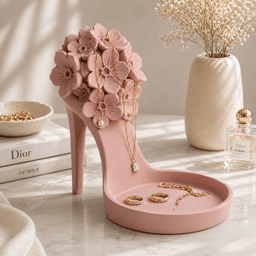 Floral High Heel Jewelry Tray STL – Flower Ring Dish & Vanity Organizer 3d model