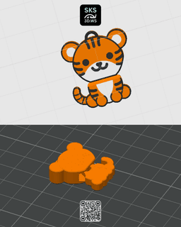 Tiger Wiggle Keyring 3d model