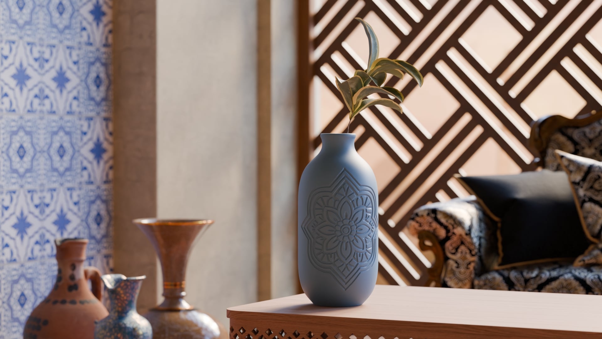 Rabat Floral Vase – Moroccan-Inspired Elegant Vase for Home Decor 3d model