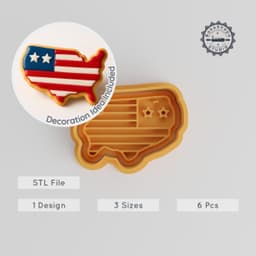 USA Map Shape Cutter & Stamp Set, Perfect for Cookies & Fondant, S/M/L Sizes, 6 Pieces PRODUCT_2843 3d model